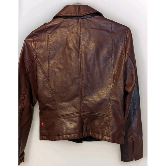 NWT Levi's Women's Medium Faux Leather Asymmetrical Motorcycle Jacket Red Wine - Picture 8 of 12